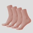 thumbnail image 1 of Women's Crew Socks Classic Cable-Knit Cotton for Casual Stability and Comfort 2 Pairs - Pink, 1 of 6