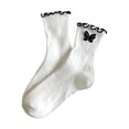 thumbnail image 1 of Women's Crew Socks with Bow Ruffled Socks Stretchy Fit Soft Breathable Daily Socks, 1 of 5