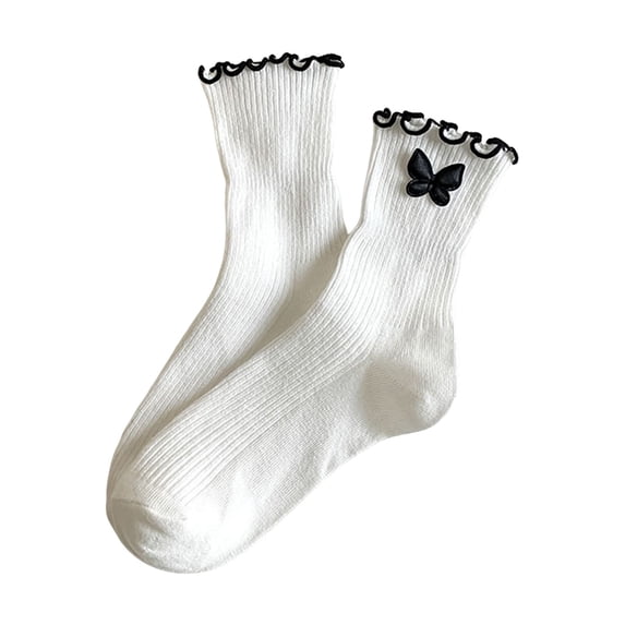 Women's Crew Socks with Bow Ruffled Socks Stretchy Fit Soft Breathable Daily Socks