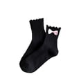 thumbnail image 1 of Women's Crew Socks with Bow Ruffled Socks Stretchy Fit Soft Breathable Daily Socks, 1 of 3