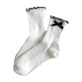 thumbnail image 1 of Women's Crew Socks with Bow Ruffled Socks Stretchy Fit Soft Breathable Daily Socks, 1 of 3