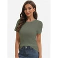 thumbnail image 1 of Women's Crew neck Short Sleeve Slim Fit T-Shirt Summer Casual Basic Tee Tops, 1 of 4