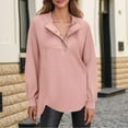 thumbnail image 1 of Women's CrewNeck Long Sleeve Pullover Henley Shirts with Button-Up Neckline Side Slit Casual Comfortable Pullover Tops, 1 of 8