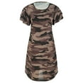 thumbnail image 1 of Women's Crewneck Camo Print Dress Loose Casual Dress Short Sleeved Loose Dress, 1 of 6