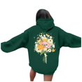 thumbnail image 1 of Women's Crewneck Hooded Sweatshirts Long Sleeve Hoodies Floral Printed Lightweight Casual Loose Fit Fashion Tops 2025 with Pocket, 1 of 7