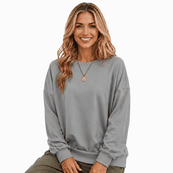 Women's Crewneck Long Sleeve Relaxed Fit Pullover Sweatshirt