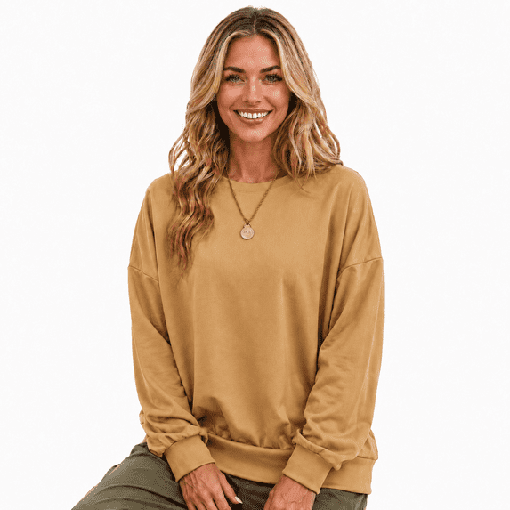 Women's Crewneck Long Sleeve Relaxed Fit Pullover Sweatshirt