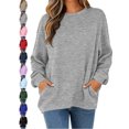thumbnail image 1 of Women's Crewneck Oversized Sweatshirt Pullover Long Sleeve Diamond Jacquard with Pockets Casual Everyday Fall Winter Top, 1 of 7