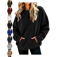 thumbnail image 1 of Women's Crewneck Oversized Sweatshirt Pullover Long Sleeve Kangaroo Pocket Basic Casual Everyday Fall Winter Top, 1 of 7