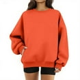 thumbnail image 1 of Women’s Crewneck Pullover Long Sleeve Sweatshirt Casual Loose Fit Tops Lightweight Cotton Blend O-Neck Blouse for Autumn Winter Daily Wear Saffron, 1 of 5