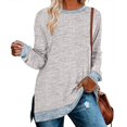 thumbnail image 1 of Women's Crewneck Pullovers Color Block Long Sleeve Side Split Tunic Tops, 1 of 2