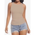 thumbnail image 1 of Women's Crewneck Racerback Ribbed Tank Tops Summer Basic High Neck Sleeveless Slim Fit Crop Tops, 1 of 4