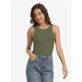 thumbnail image 1 of Women's Crewneck Racerback Ribbed Tank Tops Summer Basic High Neck Sleeveless Slim Fit Crop Tops, 1 of 5