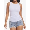 thumbnail image 1 of Women's Crewneck Racerback Ribbed Tank Tops Summer Basic High Neck Sleeveless Slim Fit Crop Tops, 1 of 4
