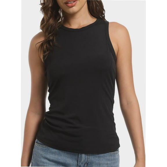 Women’s Ribbed Crop Tank Top – Crew Neck, Racerback, Sleeveless, Slim Fit, Summer Basic Size S-XL