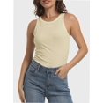 thumbnail image 1 of Women's Crewneck Racerback Ribbed Tank Tops Summer Basic High Neck Sleeveless Slim Fit Crop Tops, 1 of 6