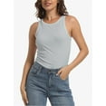 thumbnail image 1 of Women's Crewneck Racerback Ribbed Tank Tops Summer Basic High Neck Sleeveless Slim Fit Crop Tops, 1 of 6