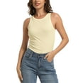 thumbnail image 1 of Women's Crewneck Racerback Ribbed Tank Tops Summer Basic High Neck Sleeveless Slim Fit Crop Tops, 1 of 6