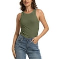 thumbnail image 1 of Women's Crewneck Racerback Ribbed Tank Tops Summer Basic High Neck Sleeveless Slim Fit Crop Tops, 1 of 6