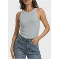thumbnail image 1 of Women's Crewneck Racerback Ribbed Tank Tops Summer Basic High Neck Sleeveless Slim Fit Crop Tops, 1 of 6