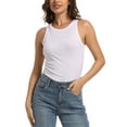 thumbnail image 1 of Women's Crewneck Racerback Ribbed Tank Tops Summer Basic High Neck Sleeveless Slim Fit Crop Tops, 1 of 6