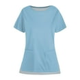 thumbnail image 1 of Women's Crewneck Scrub Top – Soft Stretch Breathable Fabric with Multiple Pockets for Work Light Blue 4XL, 1 of 3