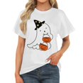thumbnail image 1 of Women's Crewneck Short Sleeve T-Shirt, Cute Vintage Autumn Cute Halloween Graphic Casual Tee, 1 of 5
