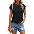 thumbnail image 1 of Women's Crewneck Short Sleeve Tops Casual Loose Solid Color Summer T Shirts, 1 of 7