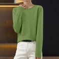 thumbnail image 1 of Women's Crewneck Sweater, Soft Knit Pullover, Loose Fit Plus Size Top, Long Sleeve Everyday Basic, Solid Color Casual Shirt, Lightweight Loungewear, Versatile Layering Piece Blackish Green L, 1 of 10