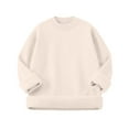 thumbnail image 1 of Women's Crewneck Sweater Winter Warm Sherpa Sweatshirt Solid Color Pullover Beige L, 1 of 9