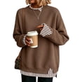 thumbnail image 1 of Women's Crewneck Sweatshirt Layered Hem Pullover Top with Ribbed Cuffs Slouchy Street Style Sweatshirts, M, 1 of 4
