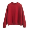 thumbnail image 1 of Women's Crewneck Sweatshirt Long Sleeve Casual Pullover Top Solid Color Lightweight Fleece Sweatshirt, 1 of 6