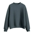 thumbnail image 1 of Women's Crewneck Sweatshirt Long Sleeve Casual Pullover Top Solid Color Lightweight Fleece Sweatshirt, 1 of 6