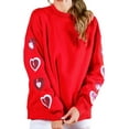 thumbnail image 1 of Women's Crewneck Sweatshirt Oversized Pullover Tops Sequin Heart Valentine's Day Long Sleeve Tops, 1 of 4