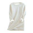 thumbnail image 1 of Women's Crewneck Sweatshirt Warm Lined Sweatshirts Long Sleeve Underwear Winter Fleece Pullover Solid Color Warm Sweater With Sleeves Turned Over Top Sweater Underwear Winter Fleece Sweatshirt, 1 of 5