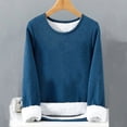 thumbnail image 1 of Women's Crewneck Sweatshirt Warm Lined Sweatshirts Long Sleeve Underwear Winter Fleece Pullover Solid Color Warm Sweater With Sleeves Turned Over Top Sweater Underwear Winter Fleece Sweatshirt, 1 of 5