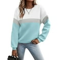 thumbnail image 1 of Women's Crewneck Sweatshirts Color Block Dressy Pullover Casual Long Sleeve Tops Trendy 2025, 1 of 5