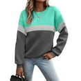 thumbnail image 1 of Women's Crewneck Sweatshirts Color Block Dressy Pullover Casual Long Sleeve Tops Trendy 2025, 1 of 5