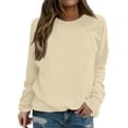 thumbnail image 1 of Women's Crewneck Sweatshirts, Comdrip Women's Casual Long Sleeve Crewneck Sweatshirt Soft Comfy Loose Fit Pullover Top for Everyday Wear Black Womens Oversized Sweatshirt Beige L, 1 of 4