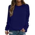 thumbnail image 1 of Women's Crewneck Sweatshirts, Comdrip Women's Casual Long Sleeve Crewneck Sweatshirt Soft Comfy Loose Fit Pullover Top for Everyday Wear Black Womens Oversized Sweatshirt Blue L, 1 of 4