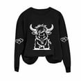 thumbnail image 1 of Women's Crewneck Sweatshirts Cute Cow Printed Long Sleeve Shirts Fall Winter Sweaters Casual Solid Color Blouses Loose Sports Pullover Tops, 1 of 3