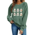 thumbnail image 1 of Women's Crewneck Sweatshirts Halloween Ghost Reading Printed Shirts Fall Winter Long Sleeve Sweaters Casual Loose Sweatshirt Pullover Top Halloween Costumes, 1 of 4