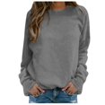 thumbnail image 1 of Women's Crewneck Sweatshirts Long Sleeve Basic Solid Pullover Tops 2025 Fall Winter Trendy Soft Comfy Relaxed Fit T-Shirts, 1 of 5