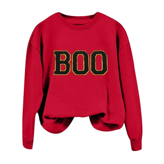 Women's Crewneck Sweatshirts Long Sleeve Boo Letter Printed Halloween Tops Gothic Fall Pullover Clothes 2025