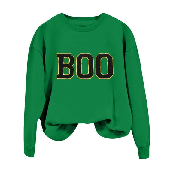 Women's Crewneck Sweatshirts Long Sleeve Boo Letter Printed Halloween Tops Gothic Fall Pullover Clothes 2025