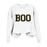 Long Fall Boo Women's Crewneck Sweatshirts Long Sleeve Boo Letter Printed Halloween ...