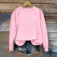 thumbnail image 1 of Women's Crewneck Sweatshirts Solid Color Loose Fitting Blouses Pullover Long Sleeve Shirts Hoodless Sweatshirt Plus Size Sweater Fall Outfits Top, 1 of 5