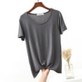 thumbnail image 1 of Women's Crewneck Undershirt Casual Tee Shirts Solid Color Short Sleeve Pajama T-Shirt, 1 of 8