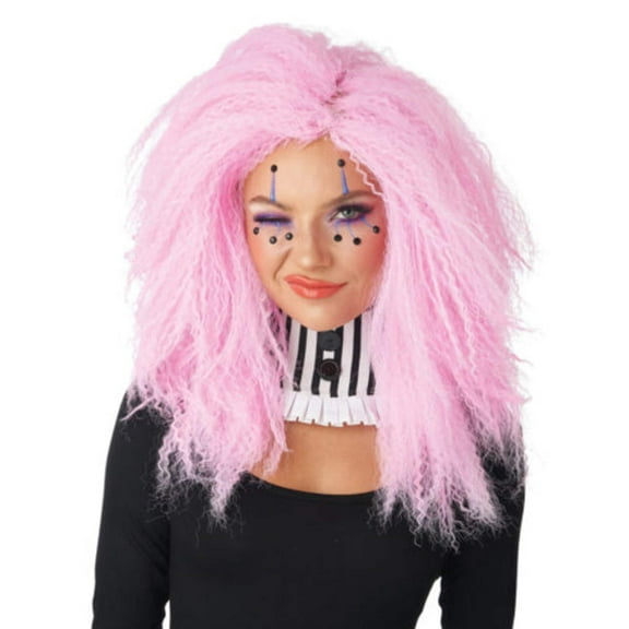 Women's Crimped 'N Kooky Pink Wig