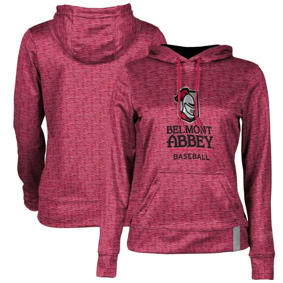 Women's Crimson Belmont Abbey Crusaders Baseball Pullover Hoodie